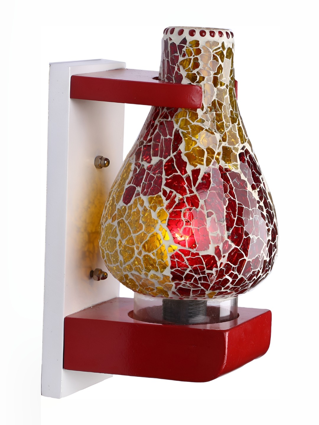 

1ST TIME White & Red Textured Glass Traditional Abstract Shaped Wall Lamp