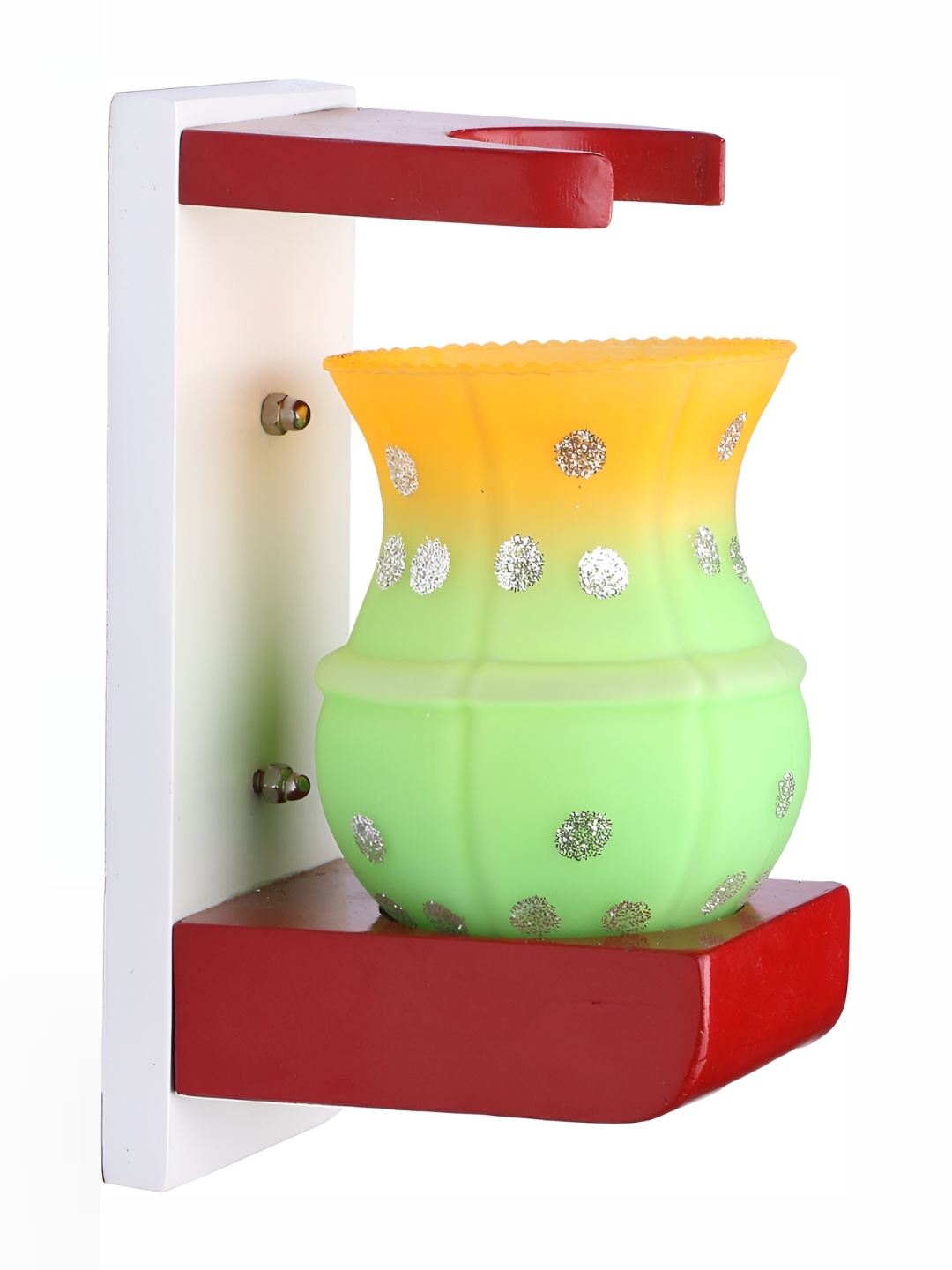

1ST TIME Green & Orange Textured Glass Traditional Wall Lamp