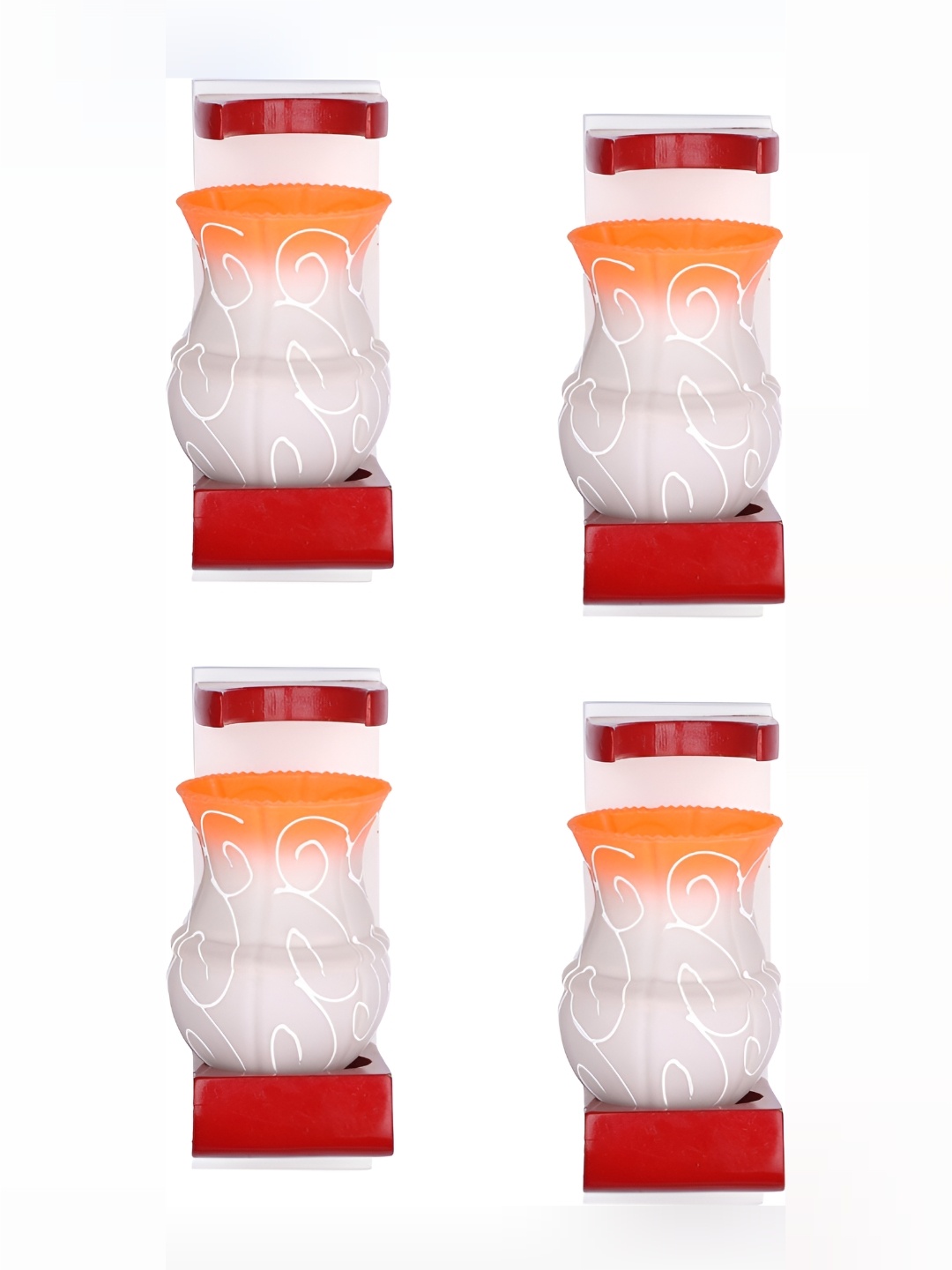 

1ST TIME Orange & Red 4 Pc Textured Glass Traditional Wall Lamp