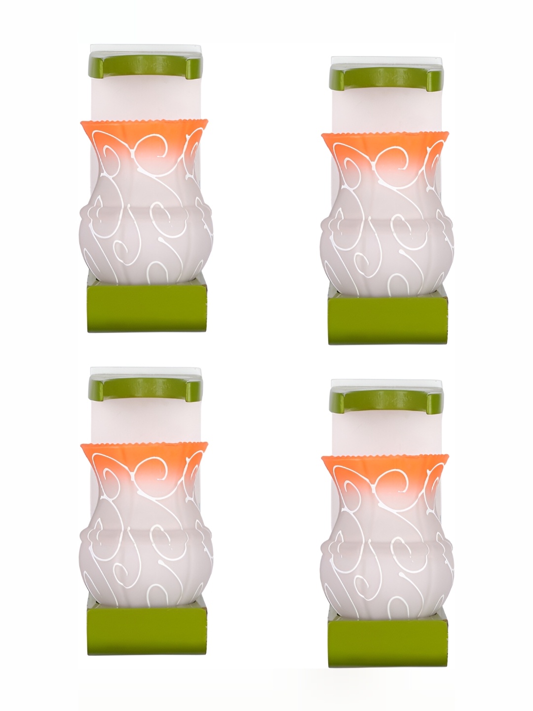 

1ST TIME Orange & Green 4 Pcs Glass Contemporary Rectangle Shaped Wall Lamp