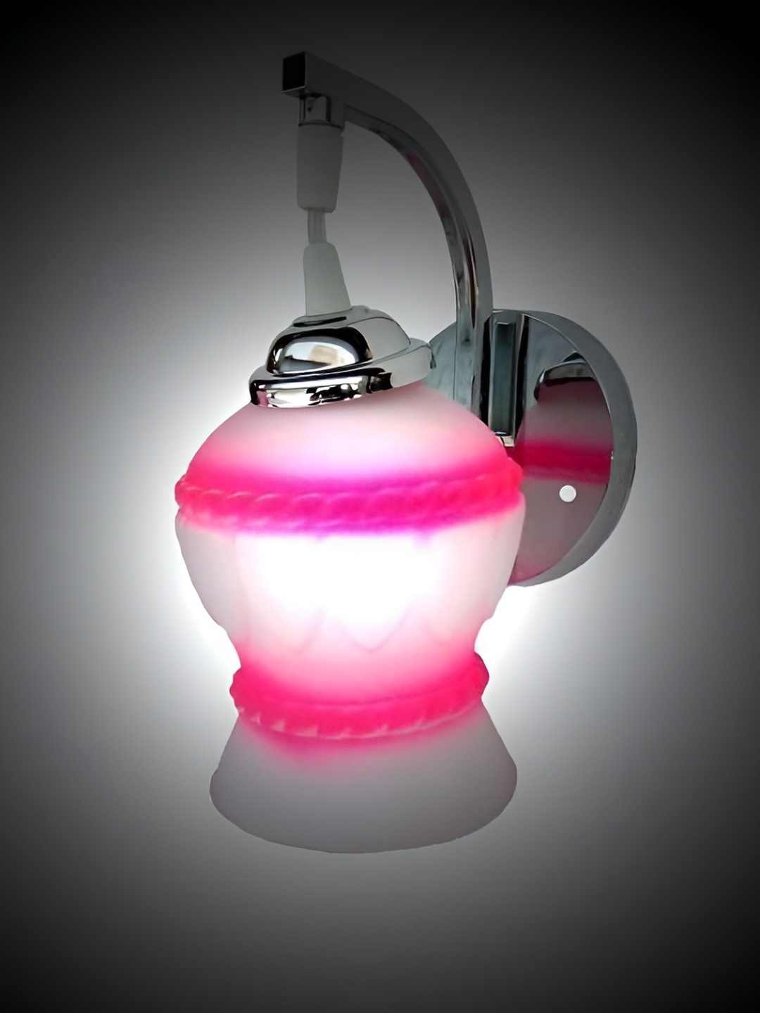 

1ST TIME White & Pink Printed Glass Traditional Wall Lamp