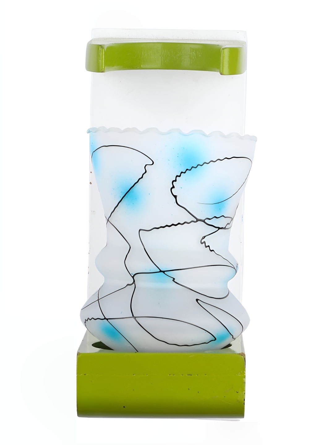

1ST TIME White & Blue Printed Glass Contemporary Abstract Shaped Wall Lamp