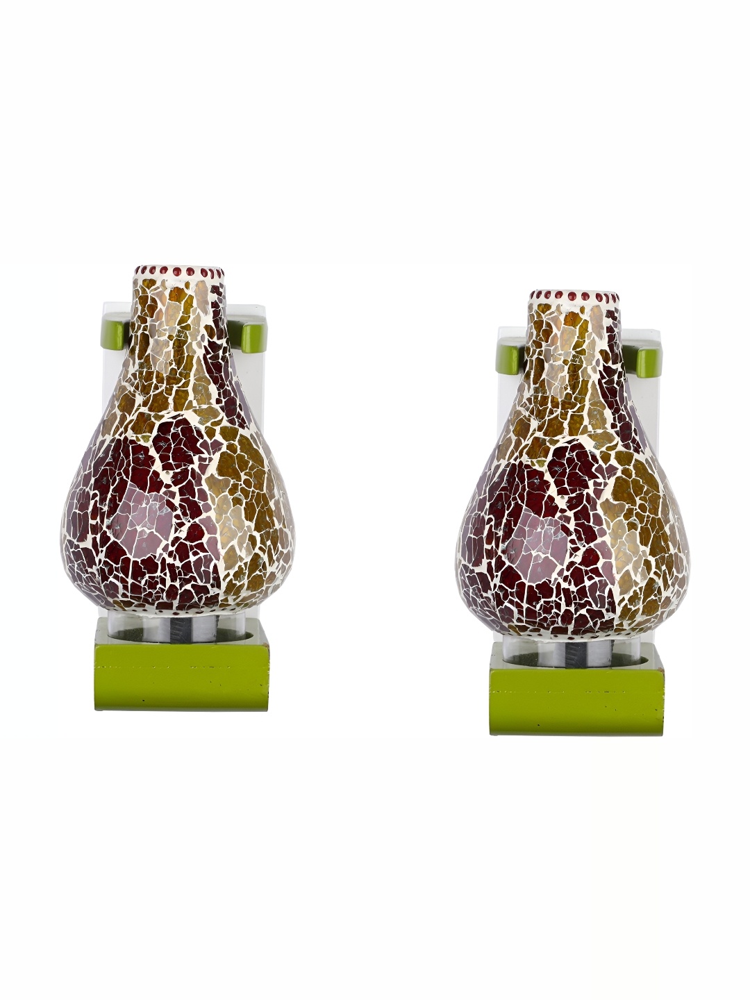 

1ST TIME White & Green 2 Pieces Textured Contemporary Glass Wall Lamps