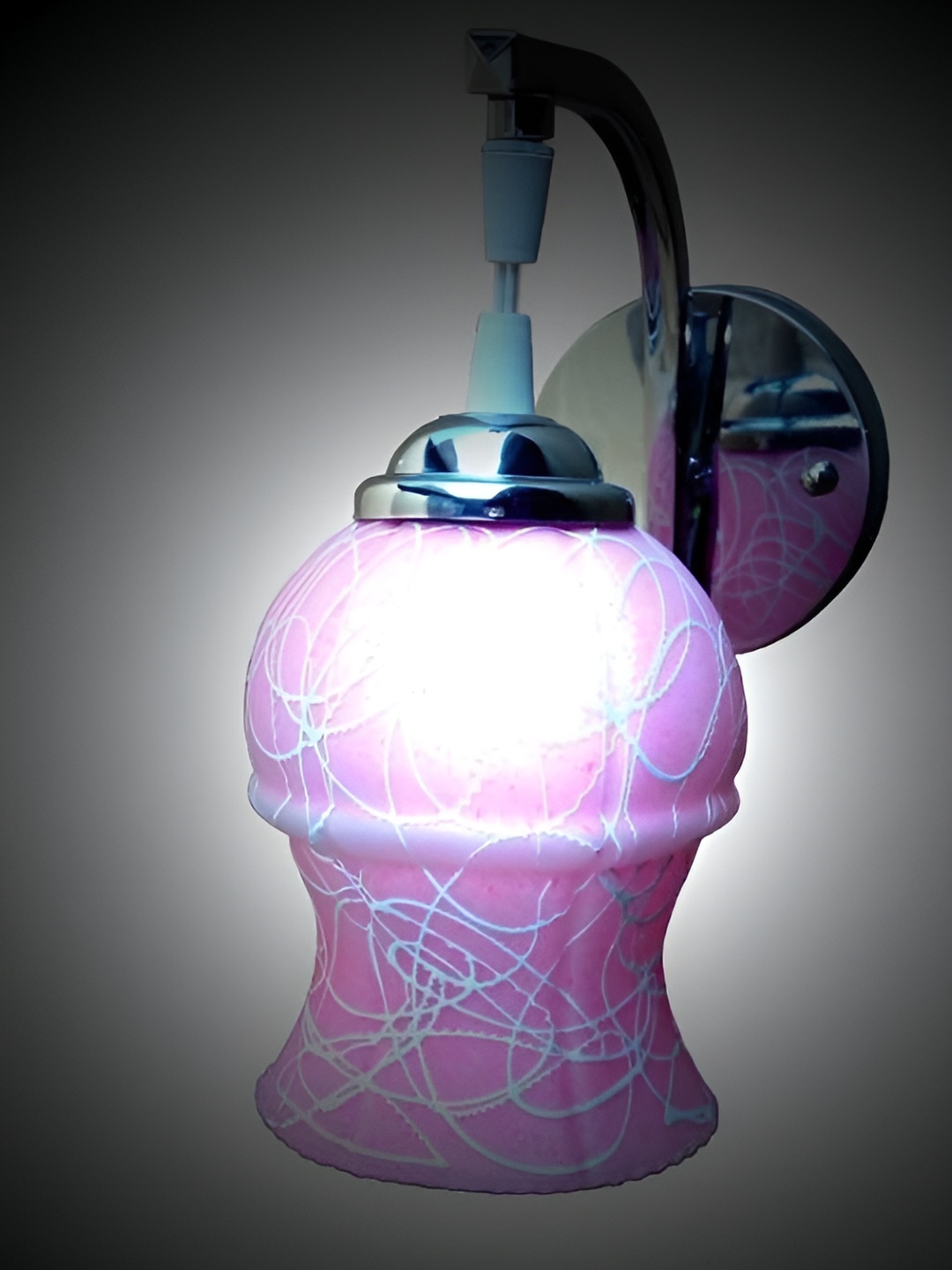 

1ST TIME Pink & White Textured Glass Traditional Wall Lamp