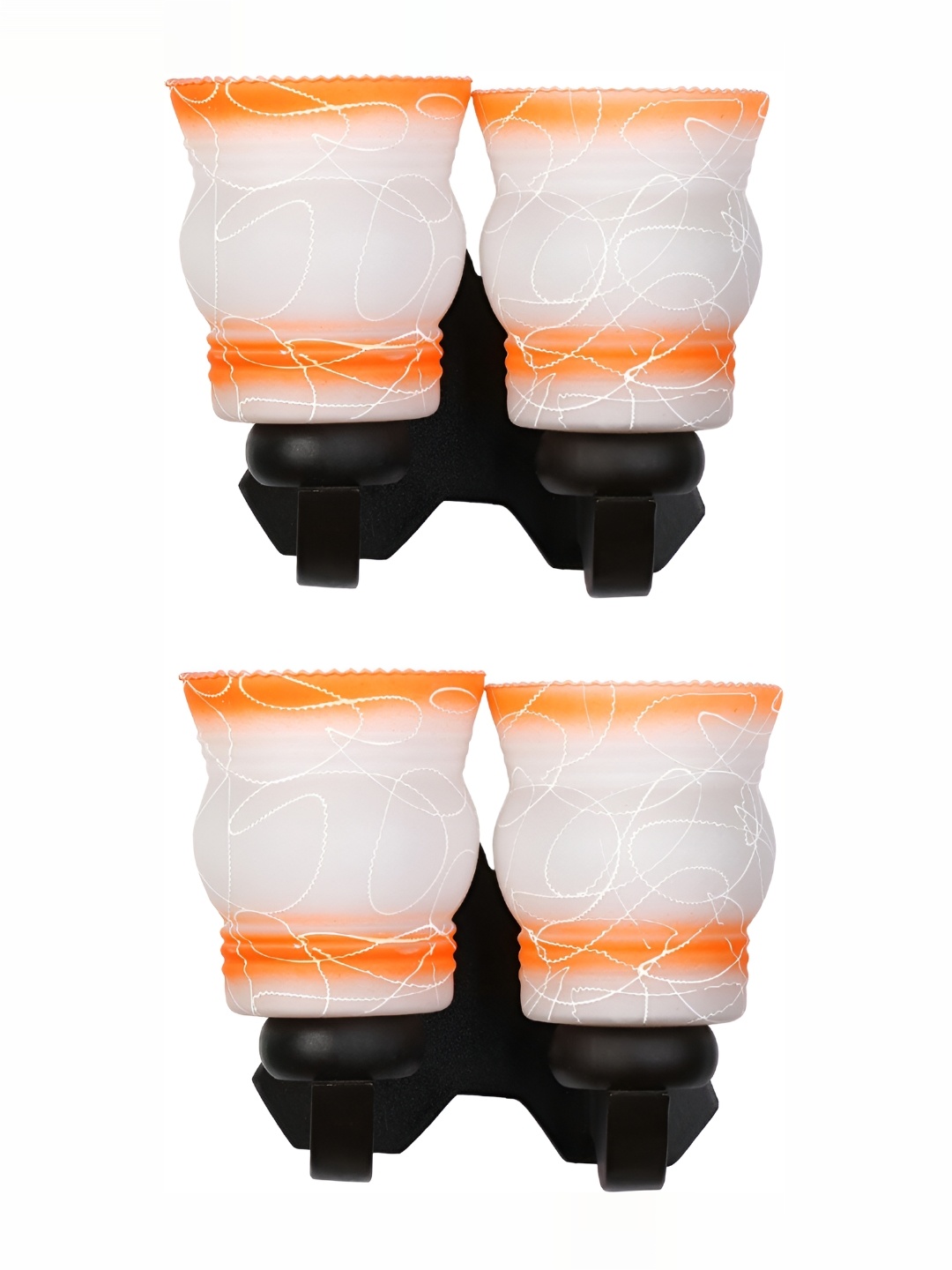 

1ST TIME White & Black 2 Pieces Glass Traditional Spherical Shaped Wall Lamps