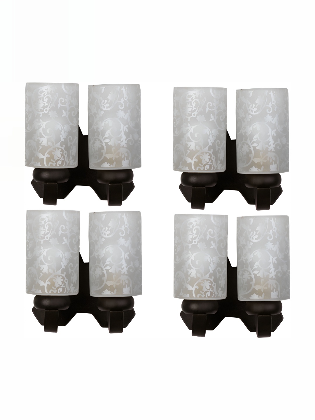 

1ST TIME White & Black 4 Pieces Printed Contemporary Glass Wall Lamps