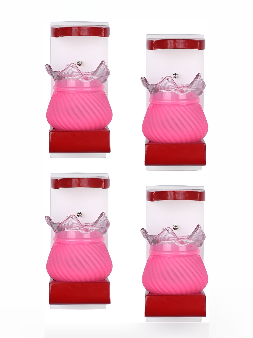 

1ST TIME Pink & White 4 Pieces Textured Glass Contemporary Wall Lamps