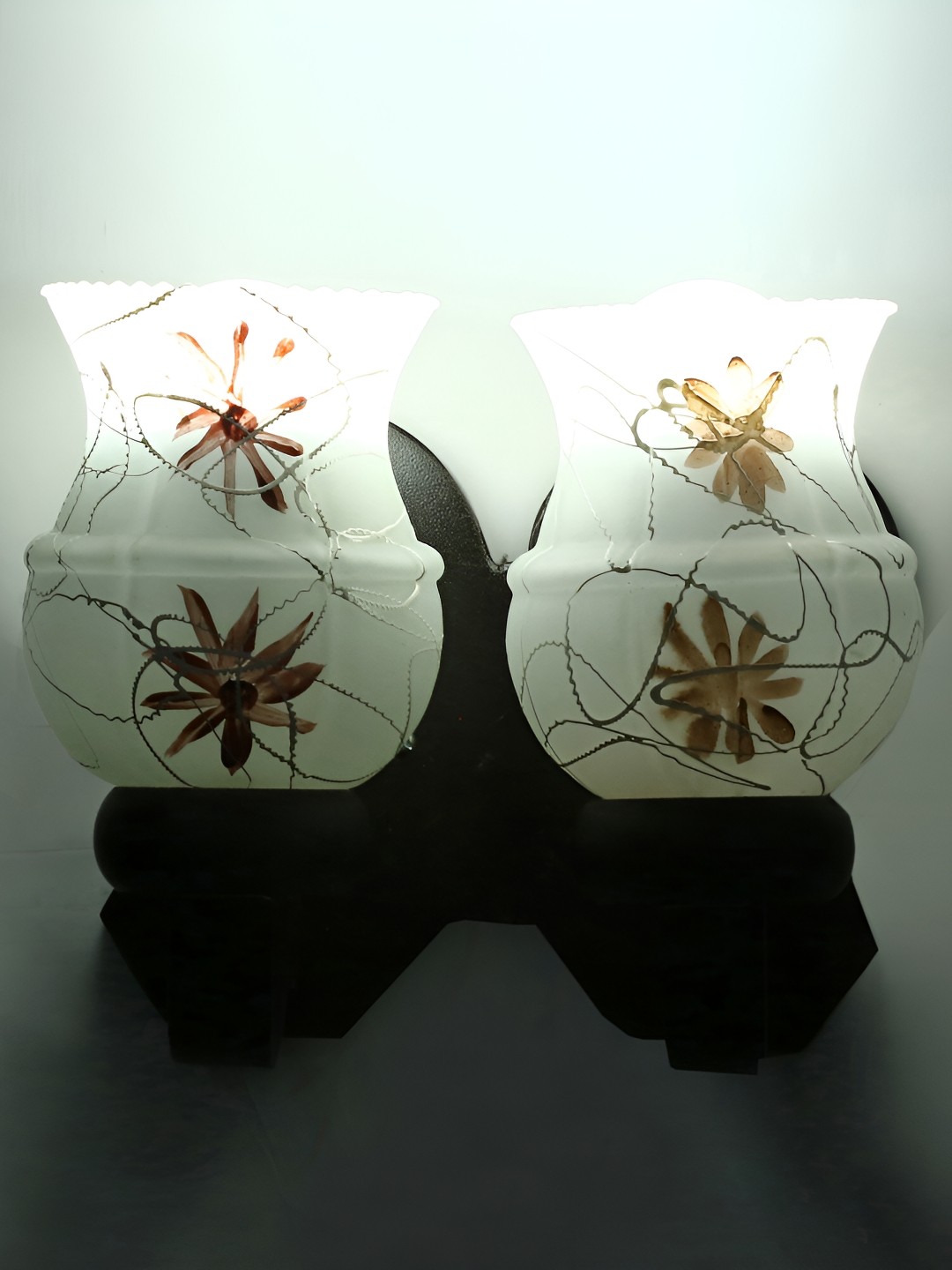 

1ST TIME White & Brown Printed Glass Contemporary Wall Lamp