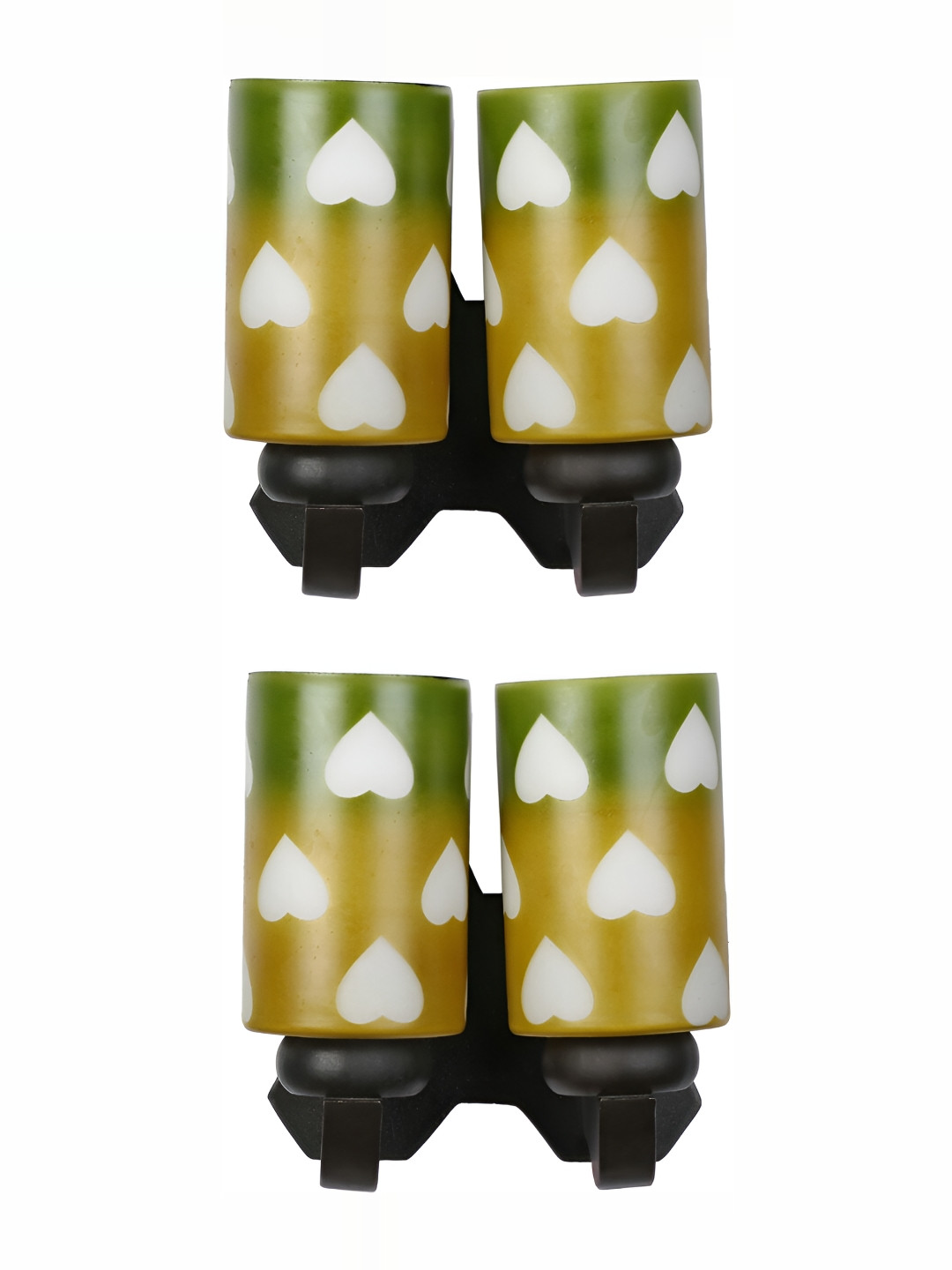 

1ST TIME Green & Brown 2 Pieces Printed Glass Traditional Rectangle Shaped Wall Lamp