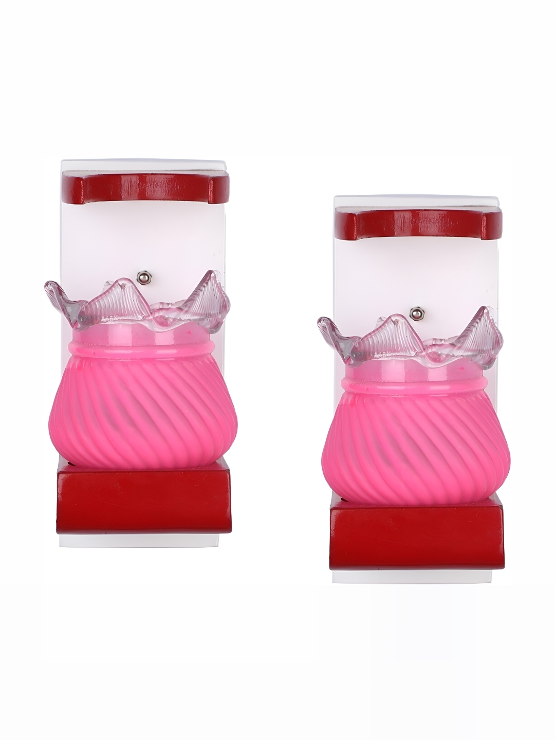 

1ST TIME Pink & White 2 Pcs Textured Glass Traditional Spherical Shaped Wall Lamp