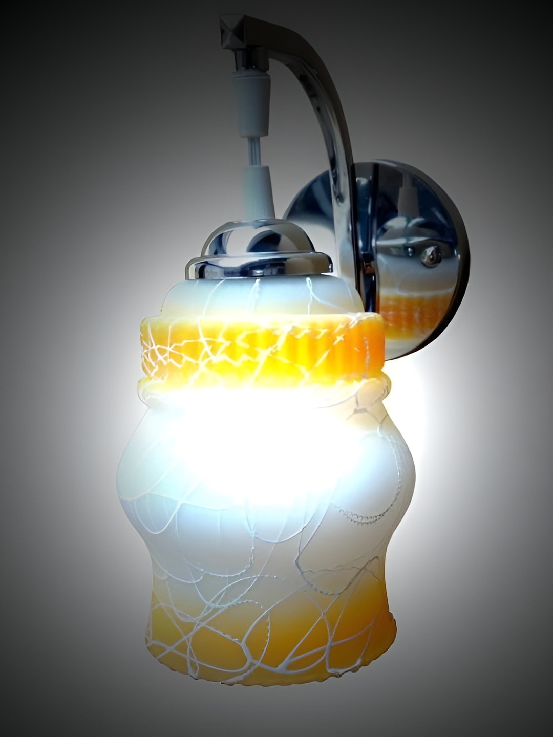 

1ST TIME White & Yellow Printed Glass Contemporary Abstract Shaped Wall Lamp