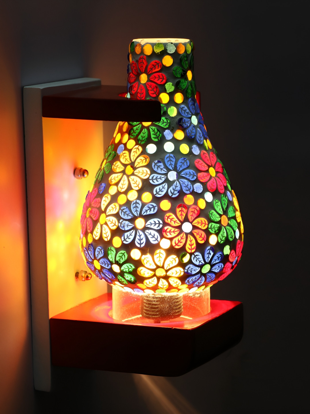 

1ST TIME Yellow & Blue Textured Self Assembly Bell Glass Contemporary Wall Lamp