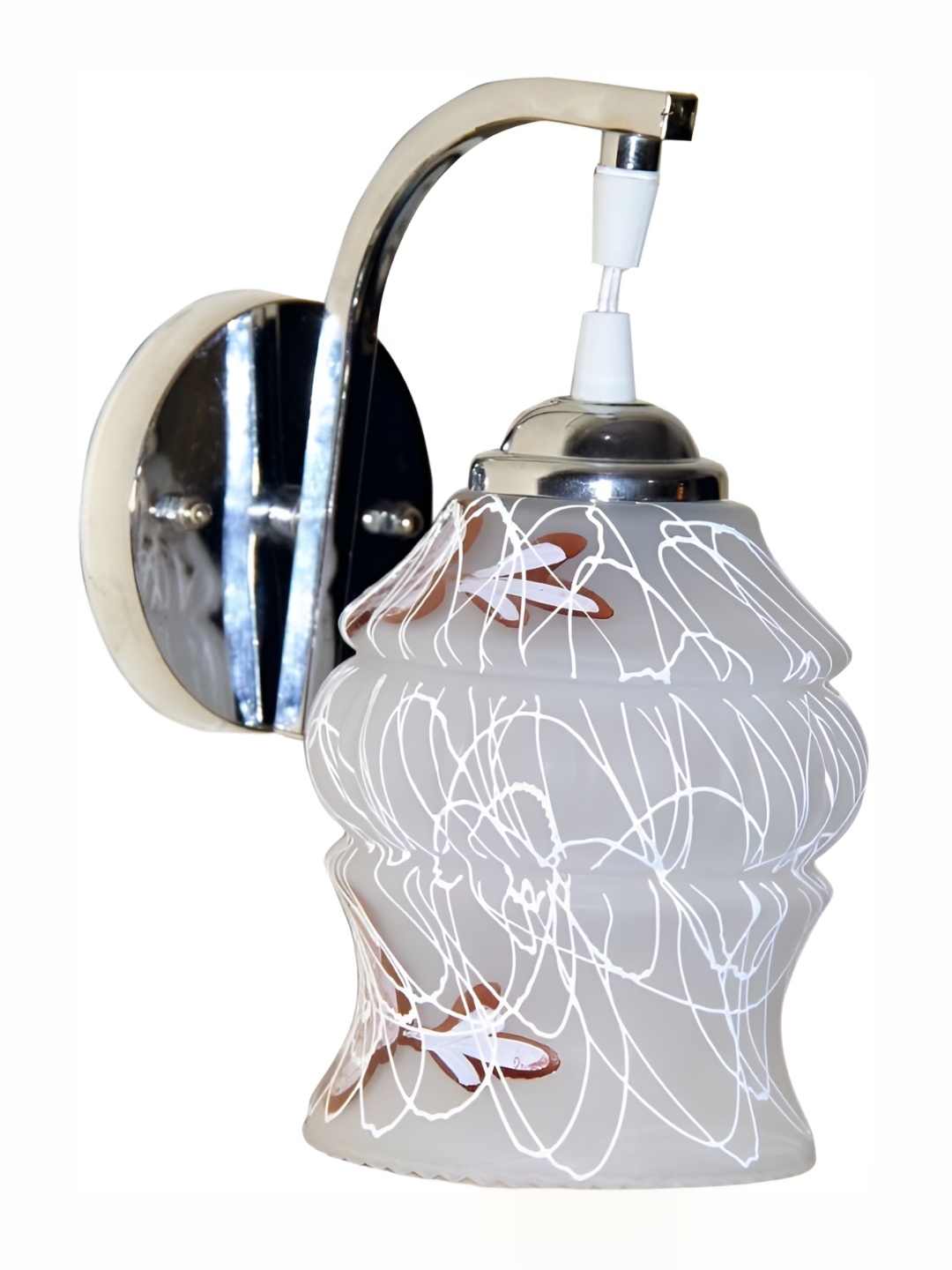 

1ST TIME White & Grey Printed Glass Contemporary Bell Shaped Wall Lamp