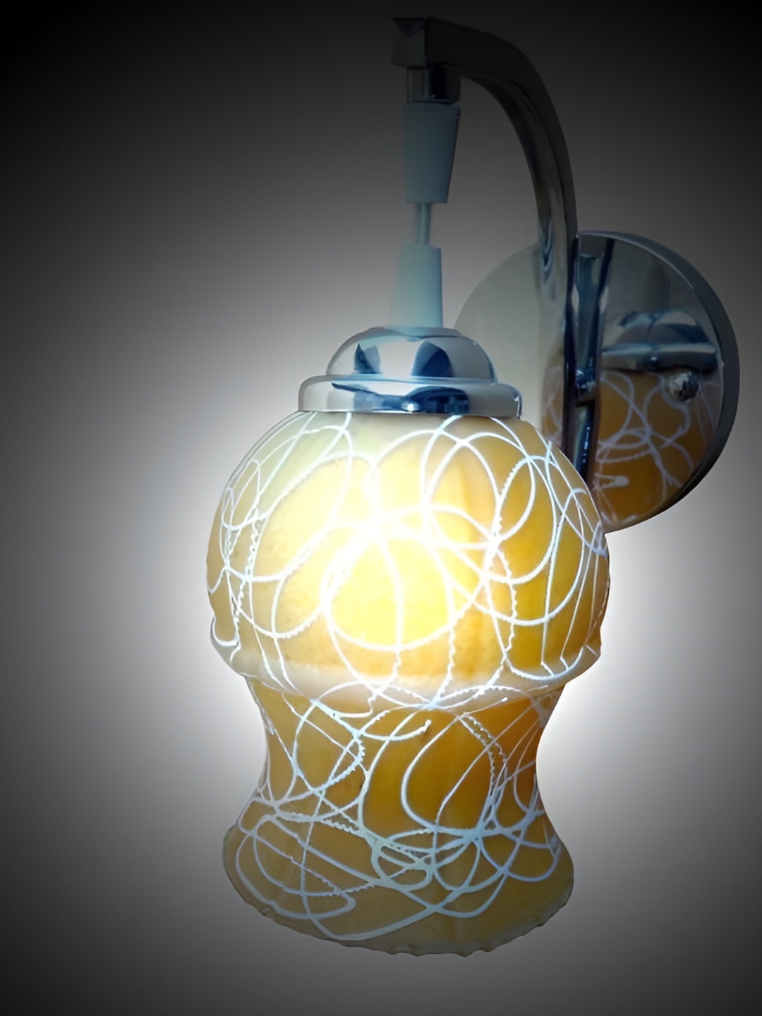

1ST TIME Silver-Toned & Yellow Textured Glass Traditional Wall Lamp
