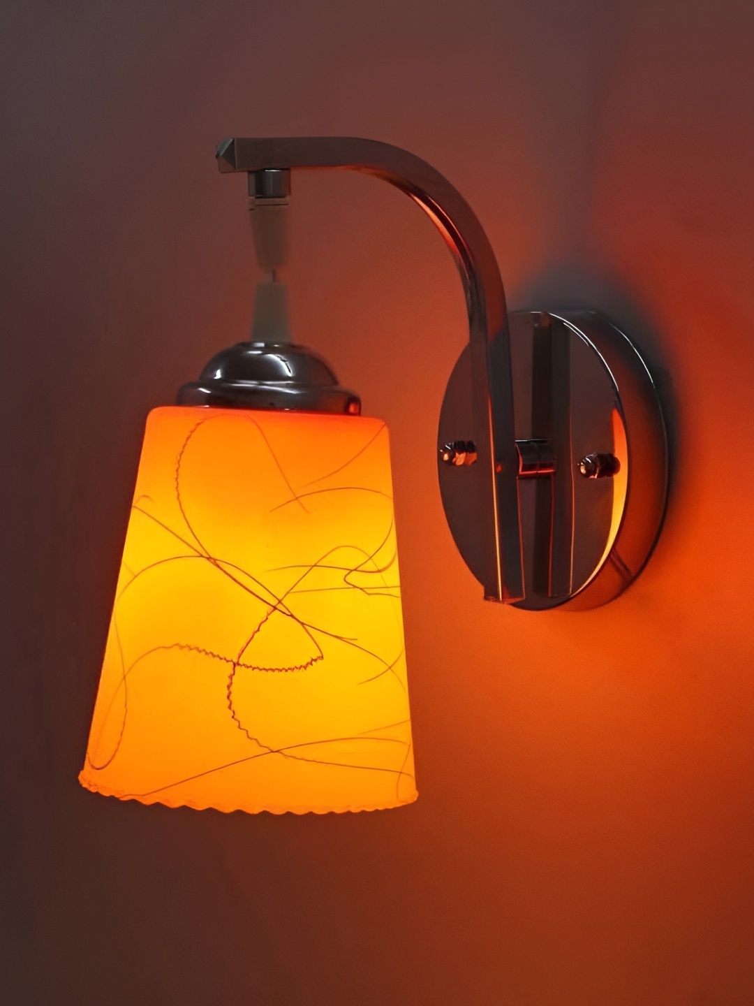 

1ST TIME Orange & White Printed Glass Contemporary Abstract Shaped Wall Lamp