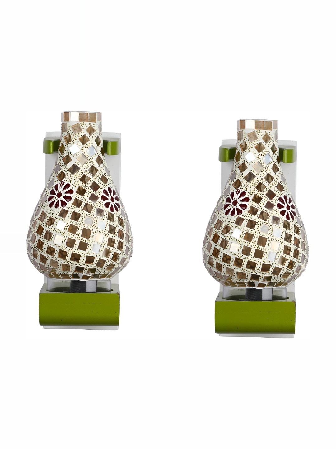 

1ST TIME White & Yellow 2 Pieces Textured Glass Traditional Abstract Shaped Wall Lamp