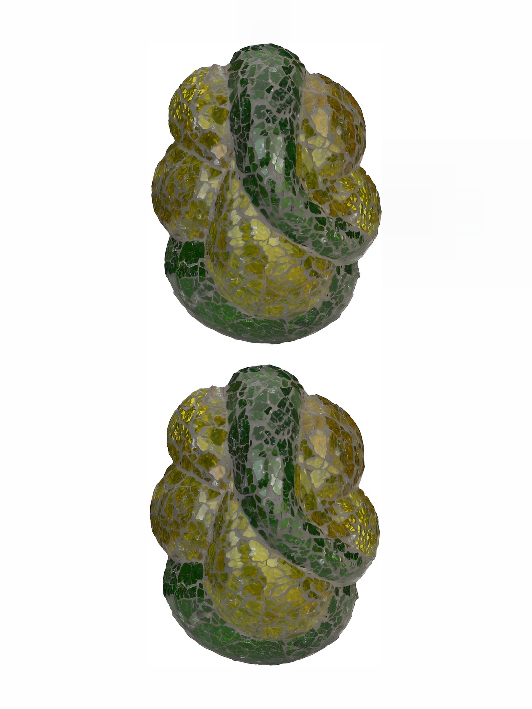 1ST TIME Green & White 2 Pieces Textured Glass Traditional Abstract Shaped Wall Lamps