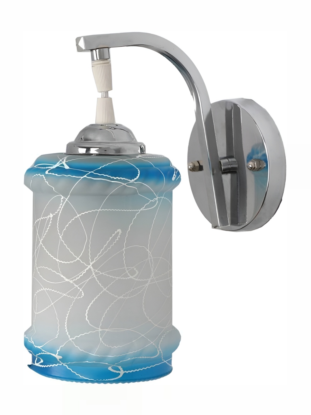 

1ST TIME White & Blue Textured Glass Traditional Cylinder Shaped Wall Lamp