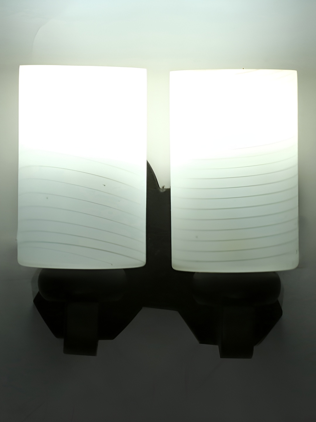 

1ST TIME White & Black 2 Pieces Textured Glass Traditional Cylinder Shaped Wall Lamps