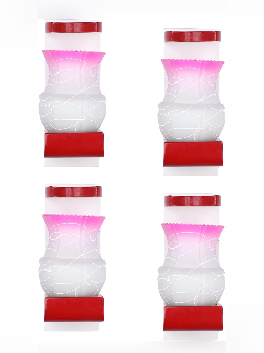 

1ST TIME Pink & White 4 Pieces Textured Glass Traditional Rectangle Shaped Wall Lamp