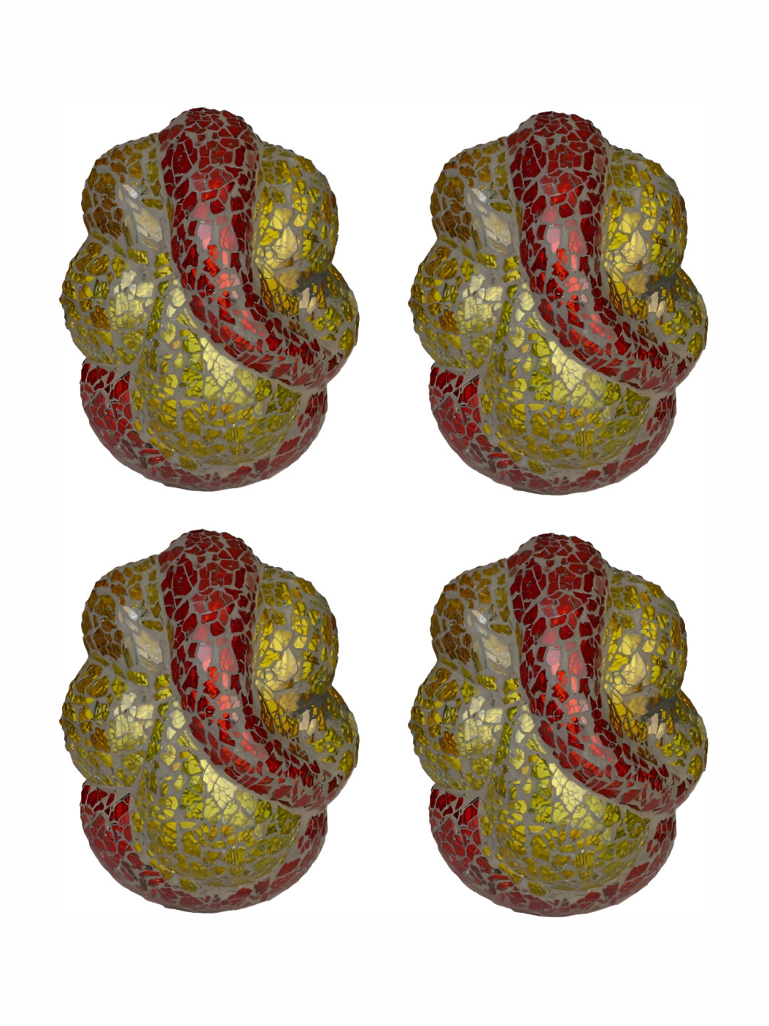 

1ST TIME Yellow & Red 4 Pieces Textured Glass Traditional Abstract Shaped Wall Lamps
