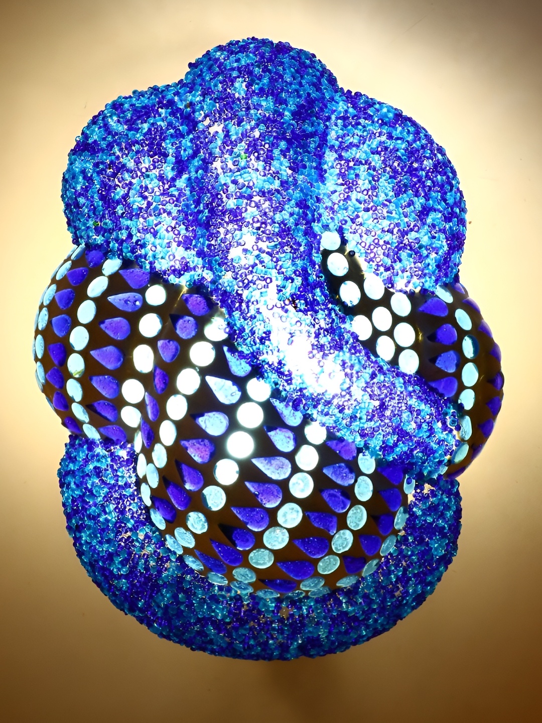 

1ST TIME Blue & White Textured Glass Traditional Abstract Shaped Wall Lamp