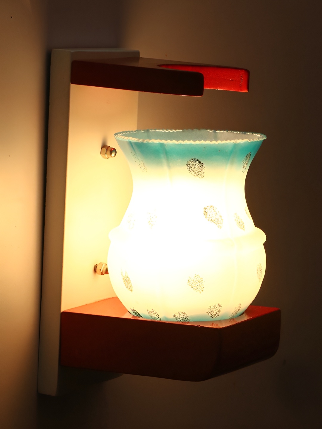 

1ST TIME Blue & White Textured Glass Contemporary Wall Lamp