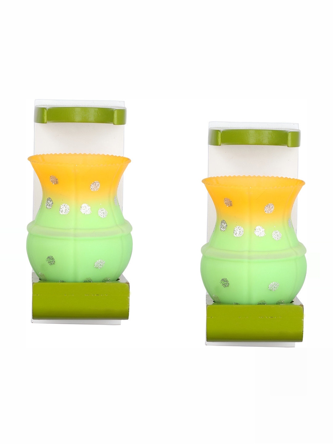 

1ST TIME Green & White 2 Pieces Printed Abstract Shaped Glass Wall Lamp