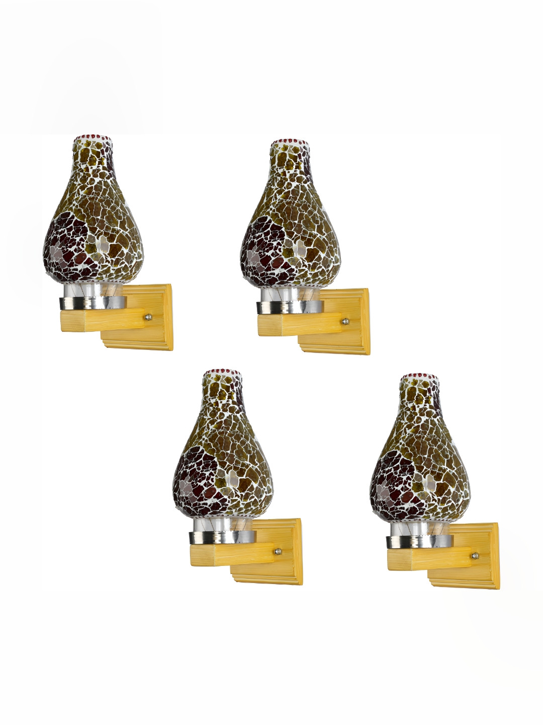 

1ST TIME Red & Yellow 4 Pieces Textured Glass Contemporary Abstract Shaped Wall Lamps