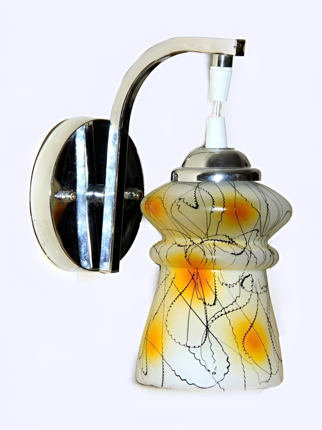 

1ST TIME White & Yellow Printed Glass Contemporary Spherical Shaped Wall Lamp