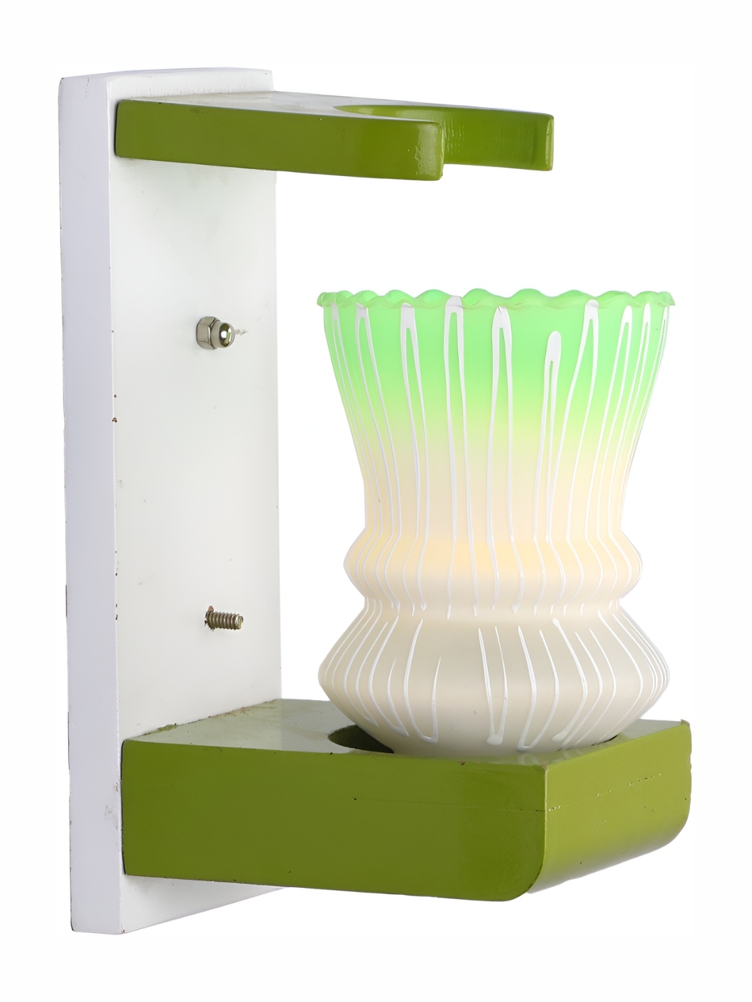 

1ST TIME White & Green Textured Glass Traditional Cylinder Shaped Wall Lamp