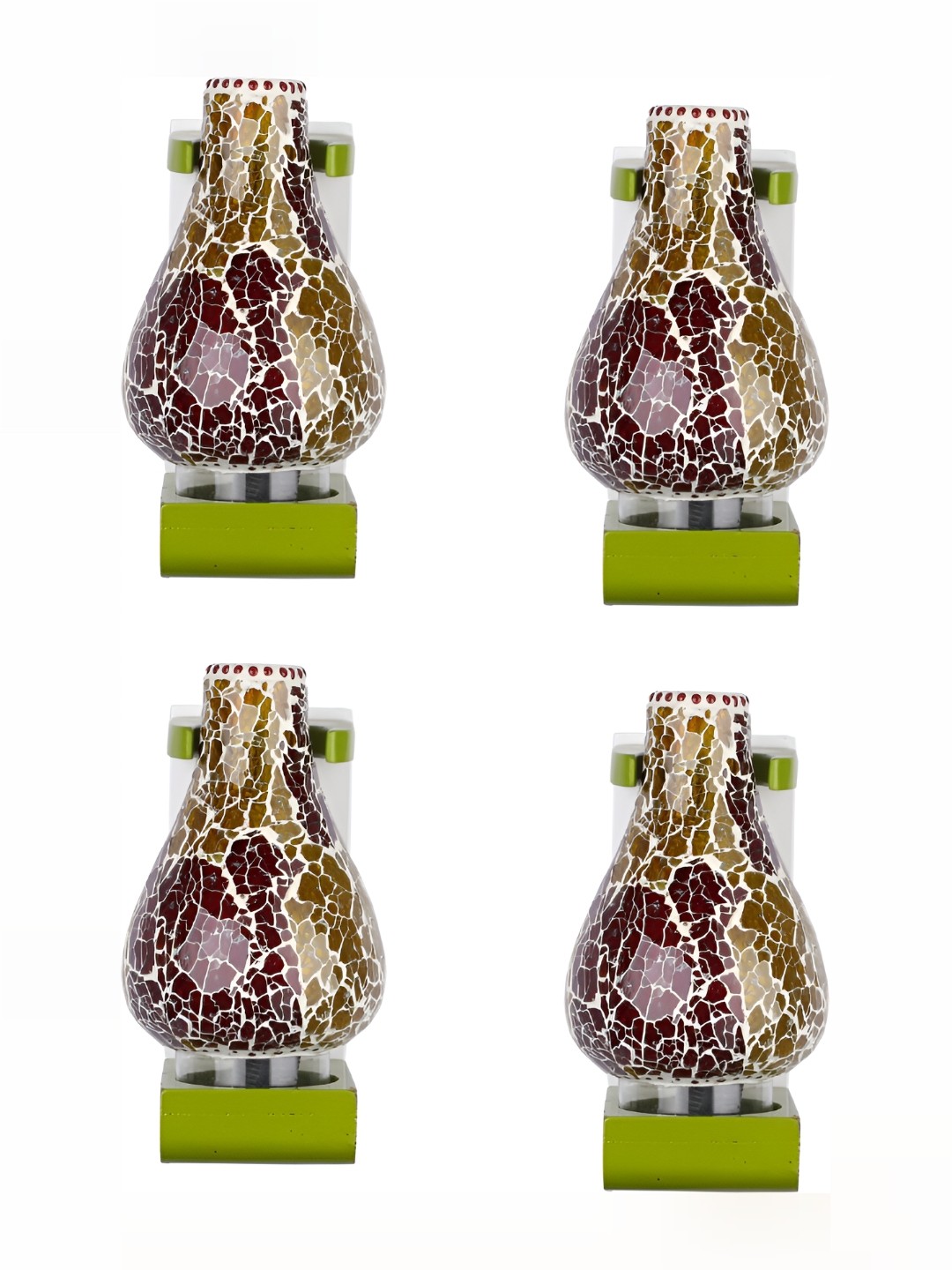 

1ST TIME White & Brown 4 Pieces Textured Contemporary Glass Wall Lamps