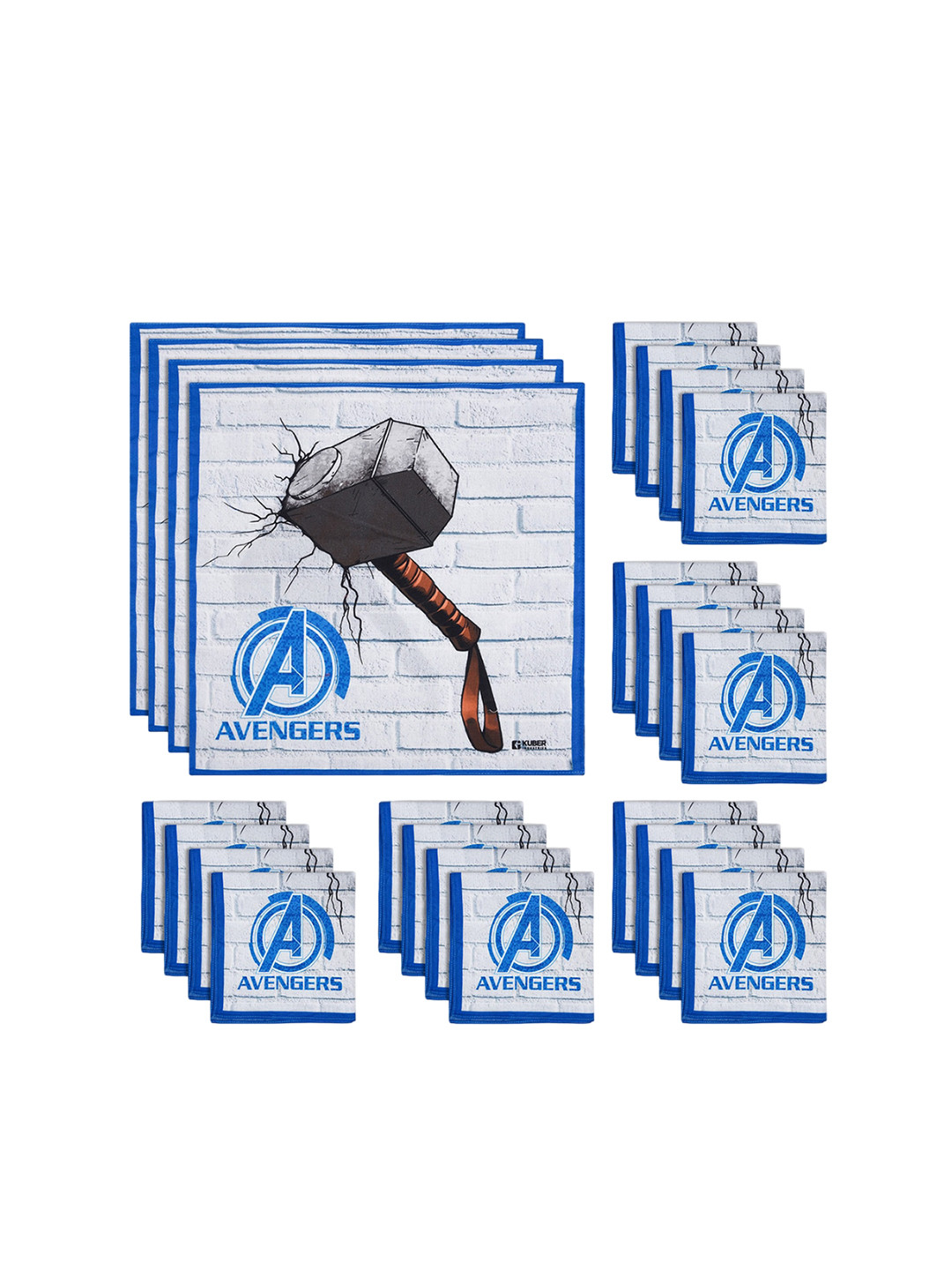 

Kuber Industries Kids Pack Of 24 Avengers Printed Cotton Handkerchiefs, White
