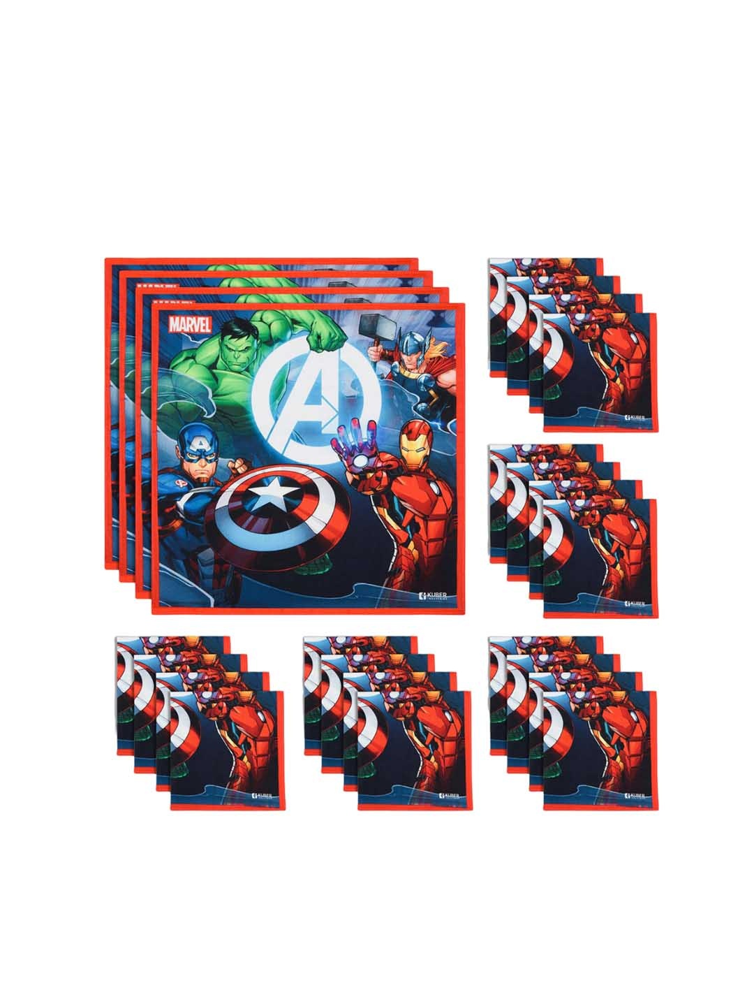 

Kuber Industries Kids Pack Of 24 Avengers Printed Cotton Handkerchiefs, Red