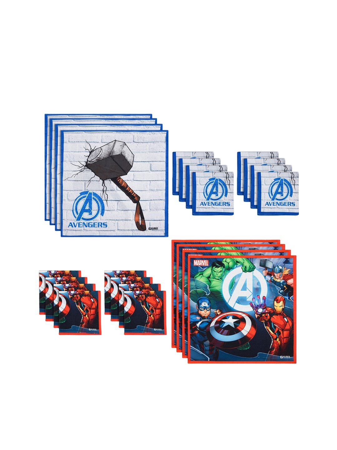 

Kuber Industries Kids Pack Of 24 Avengers Printed Cotton Handkerchiefs, Blue