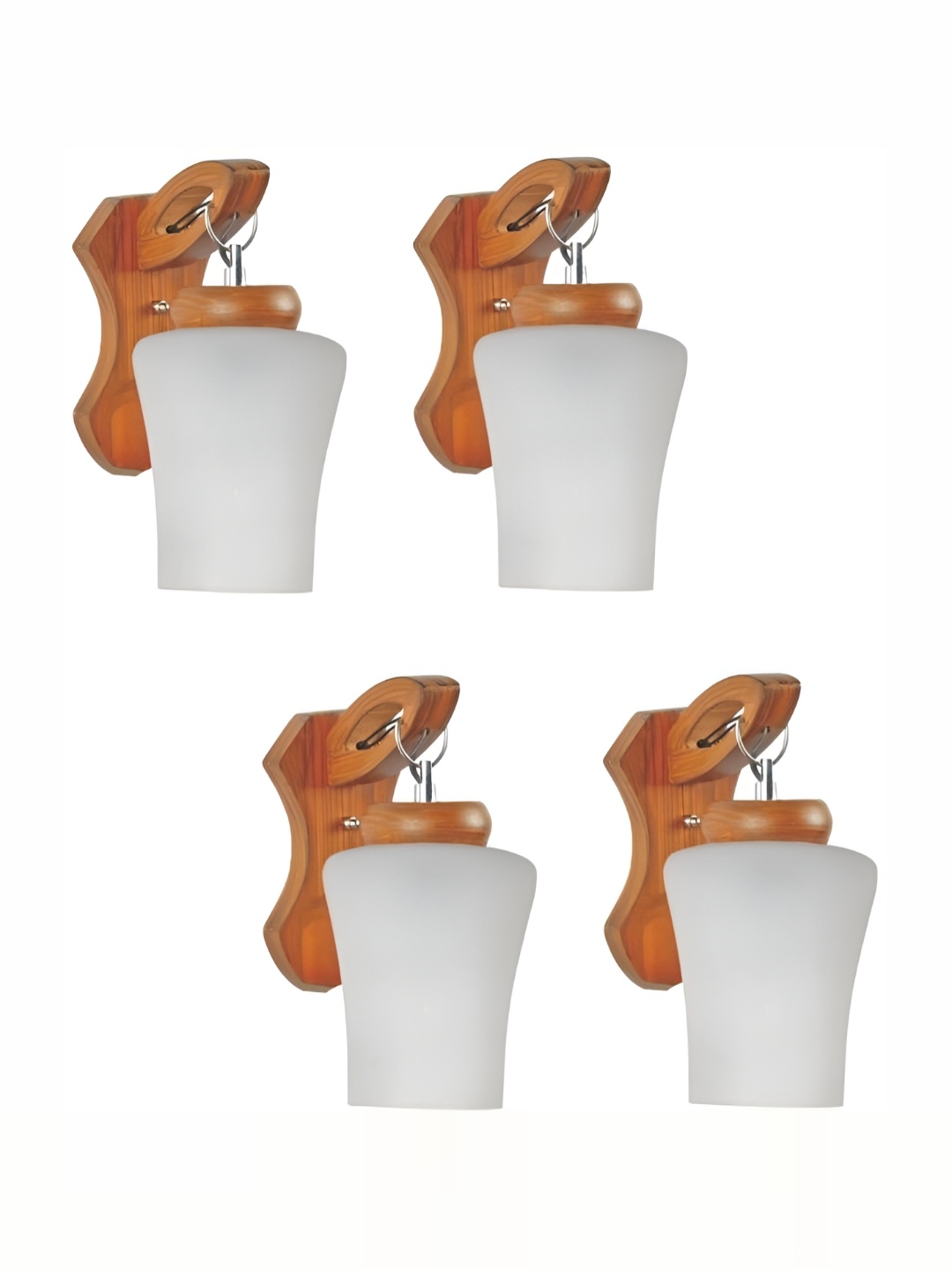 

1ST TIME White & Brown 4 Pieces Glass Contemporary Cylinder Shaped Wall Lamps