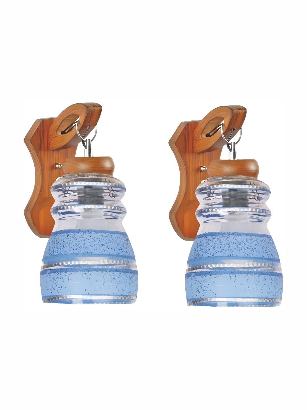 

1ST TIME Ble Brown 2 Pieces Glass Traditional Rectangle Shaped Wall Lamp, Blue