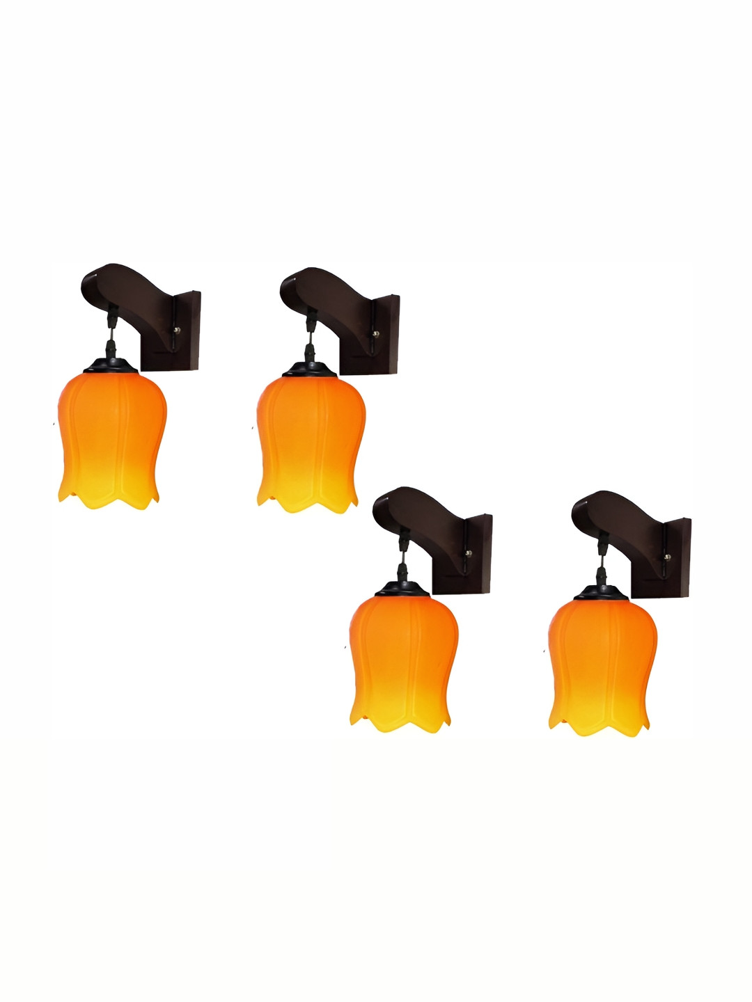 

1ST TIME Orange & Black 4 Pcs Glass Bell Shaped Wall Lamps