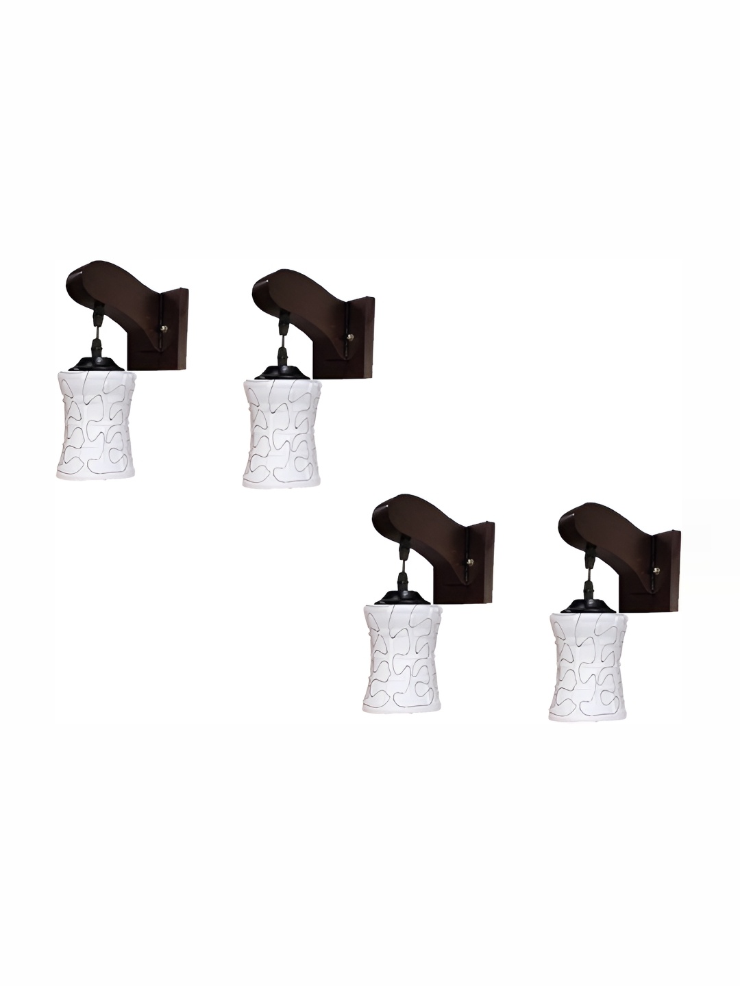

1ST TIME Black & White 4 Pcs Printed Glass Bell Shaped Wall Lamps