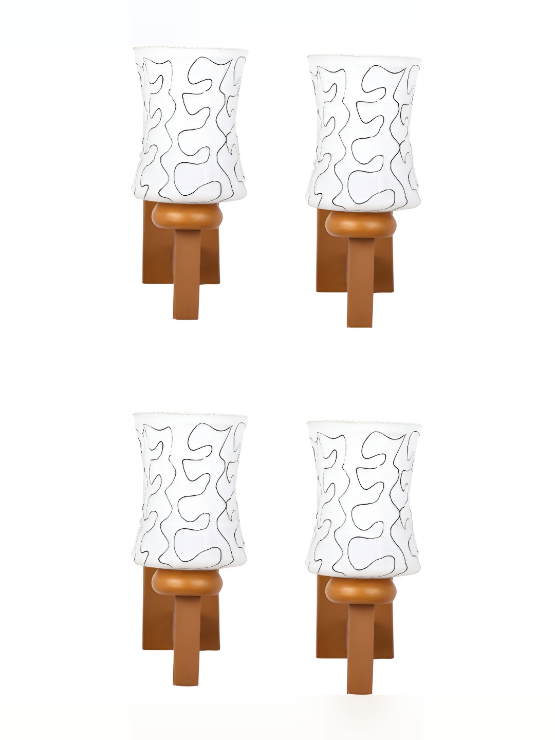 

1ST TIME White 4 Pieces Glass Printed Contemporary Cylinder Shaped Wall Lamps