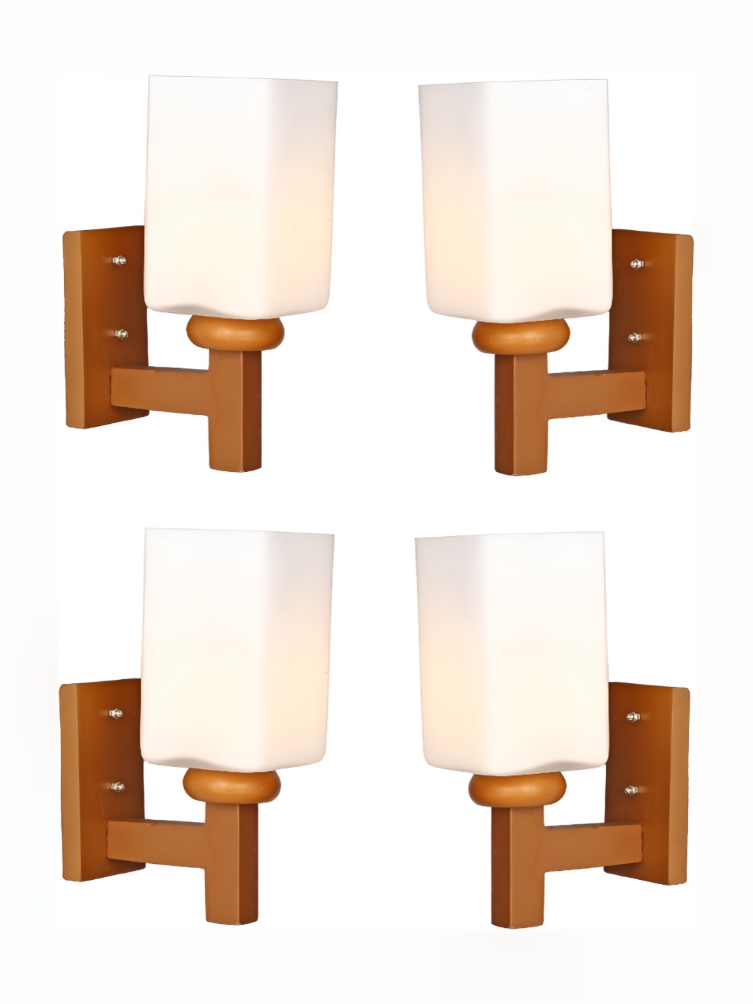 

1ST TIME White & Brown 4 Pieces Rectangle Shaped Glass Wall Lamp