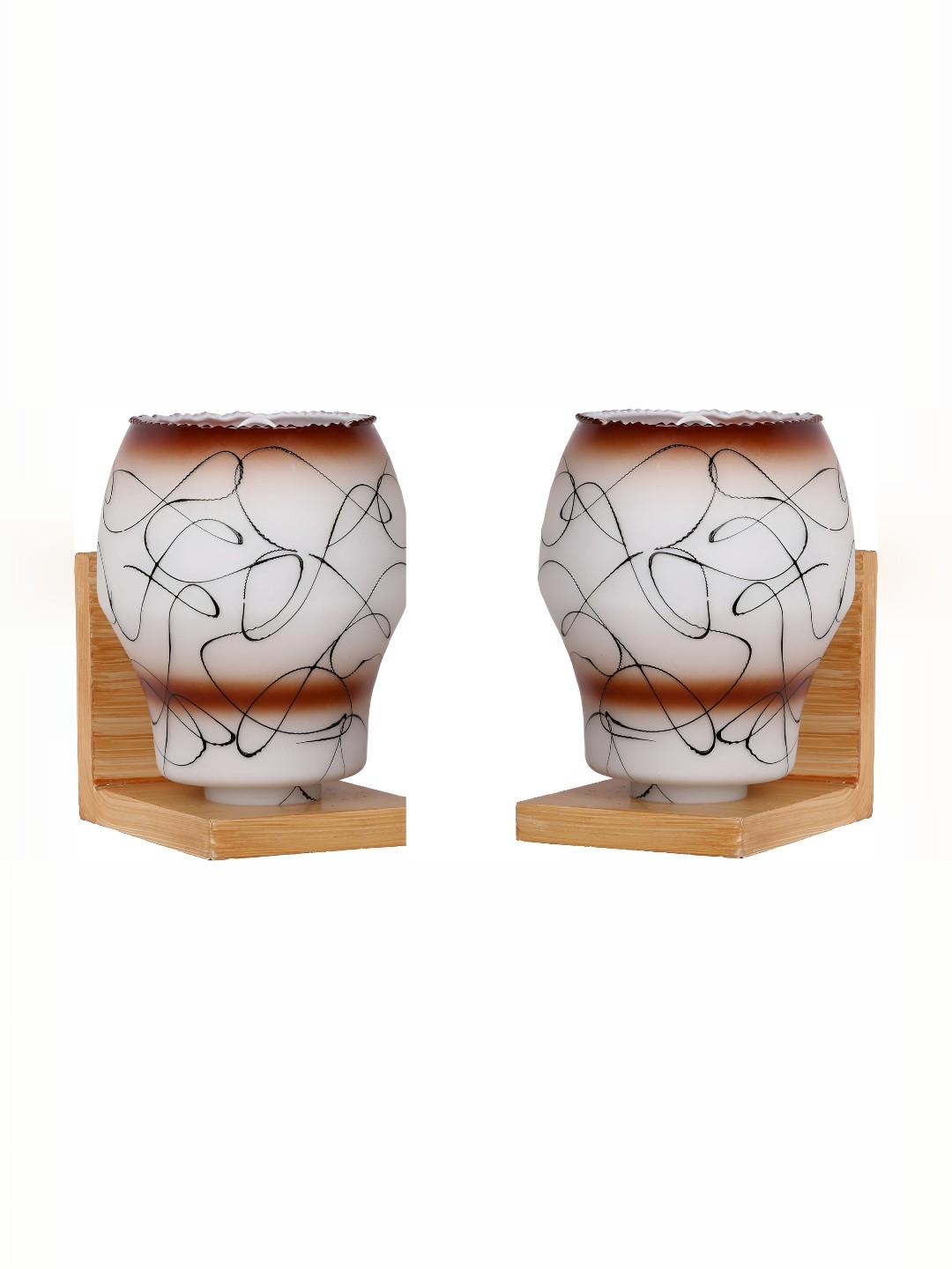 

1ST TIME White & Brown 2 Pieces Glass Contemporary Wall Lamp
