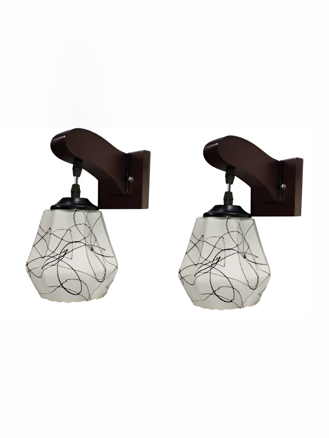 

1ST TIME Black & White 2 Pcs Printed Glass Contemporary Frustum Shaped Wall Lamp