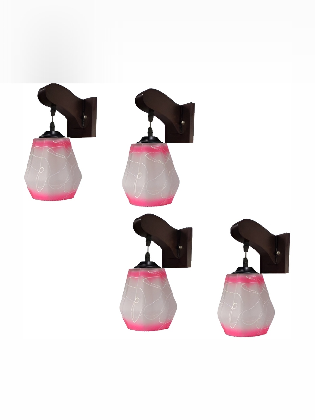 

1ST TIME White & Pink 4 Pieces Glass Traditional Rectangle Shaped Wall Lamps, Grey