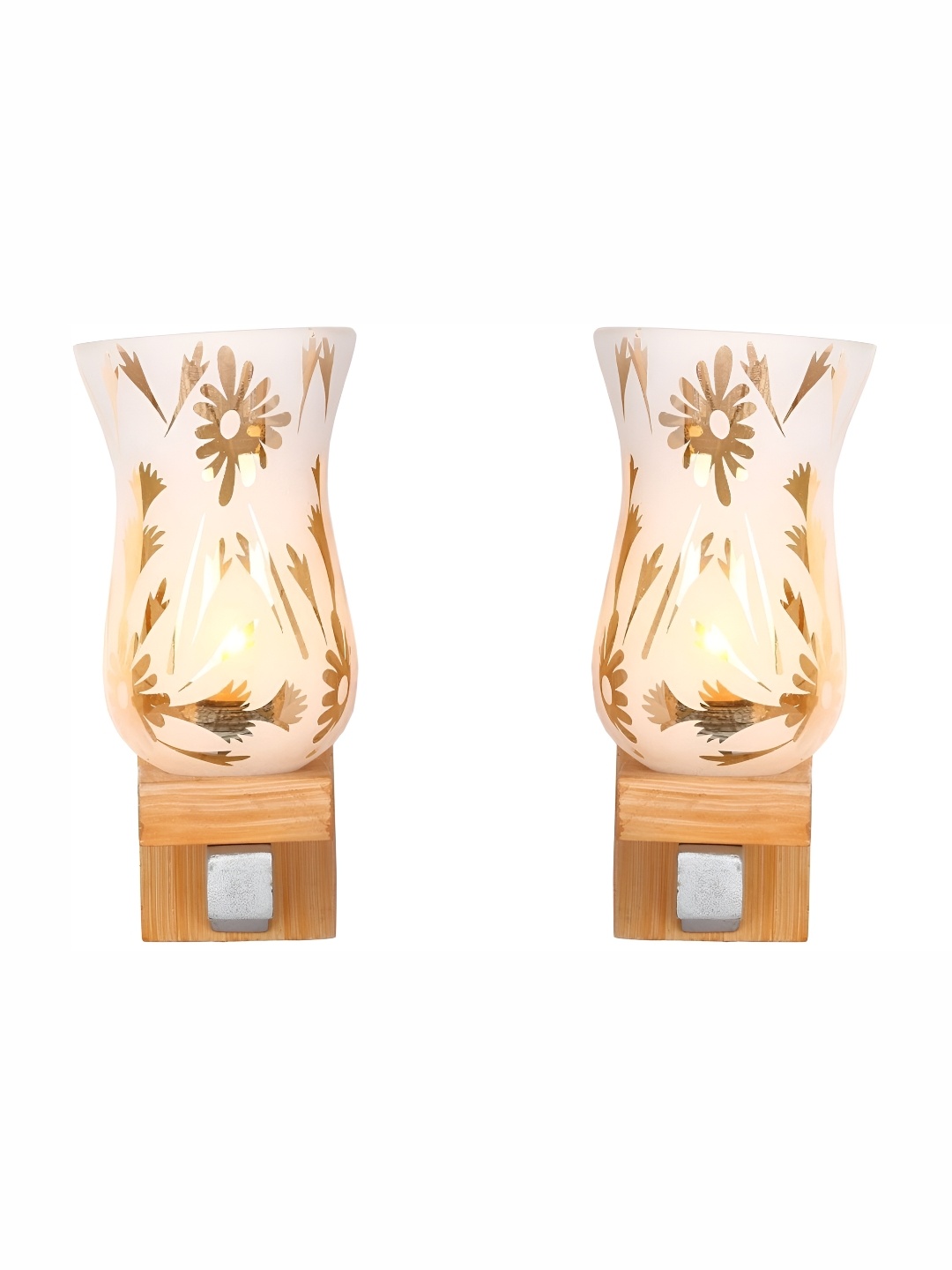 

1ST TIME Beige & White 2 Pieces Wooden Traditional Rectangle Shaped Wall Lamps
