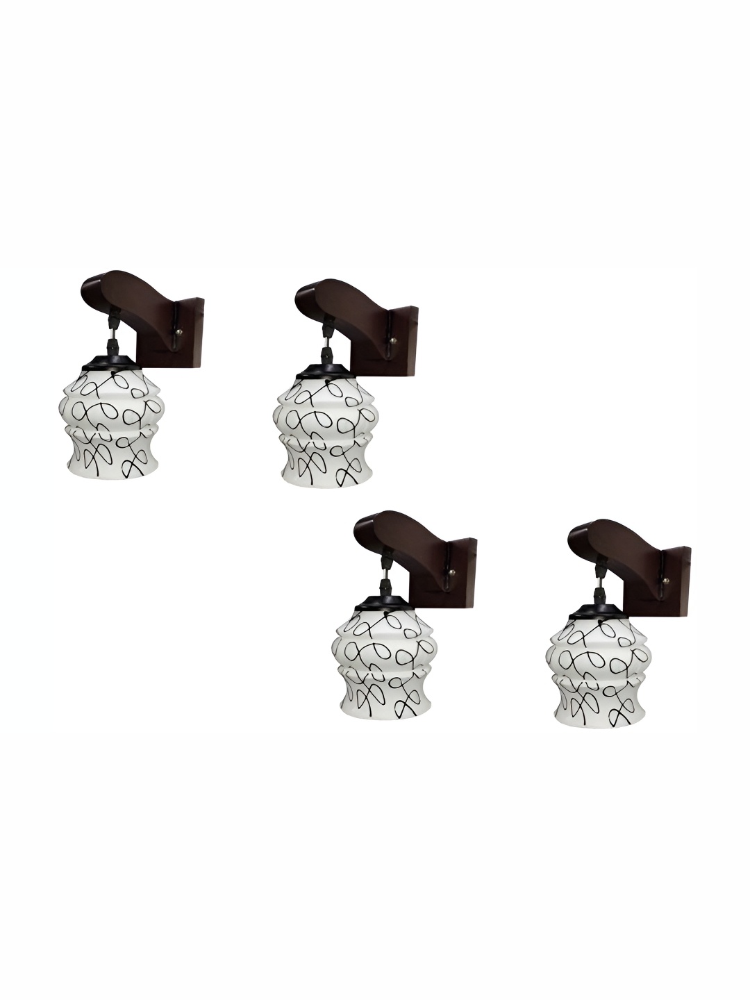 

1ST TIME Black & White 4 Pc Glass Traditional Bell Shaped Wall Lamp