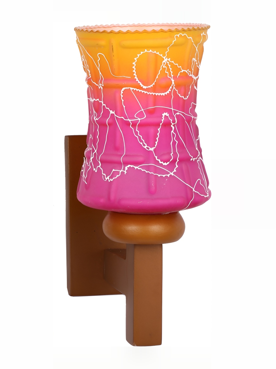 

1ST TIME Brown & Pink Printed Glass Contemporary Cylinder Shaped Wall Lamp