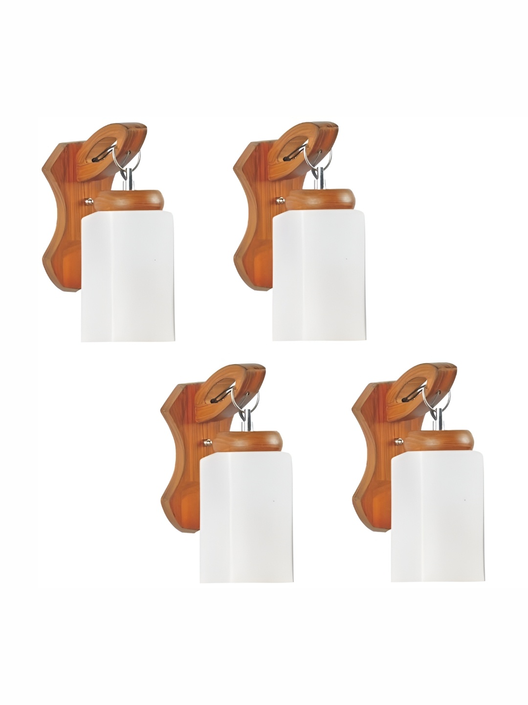 

1ST TIME White & Brown 4 Pieces Glass Rectangle Shaped Contemporary Wall Lamp