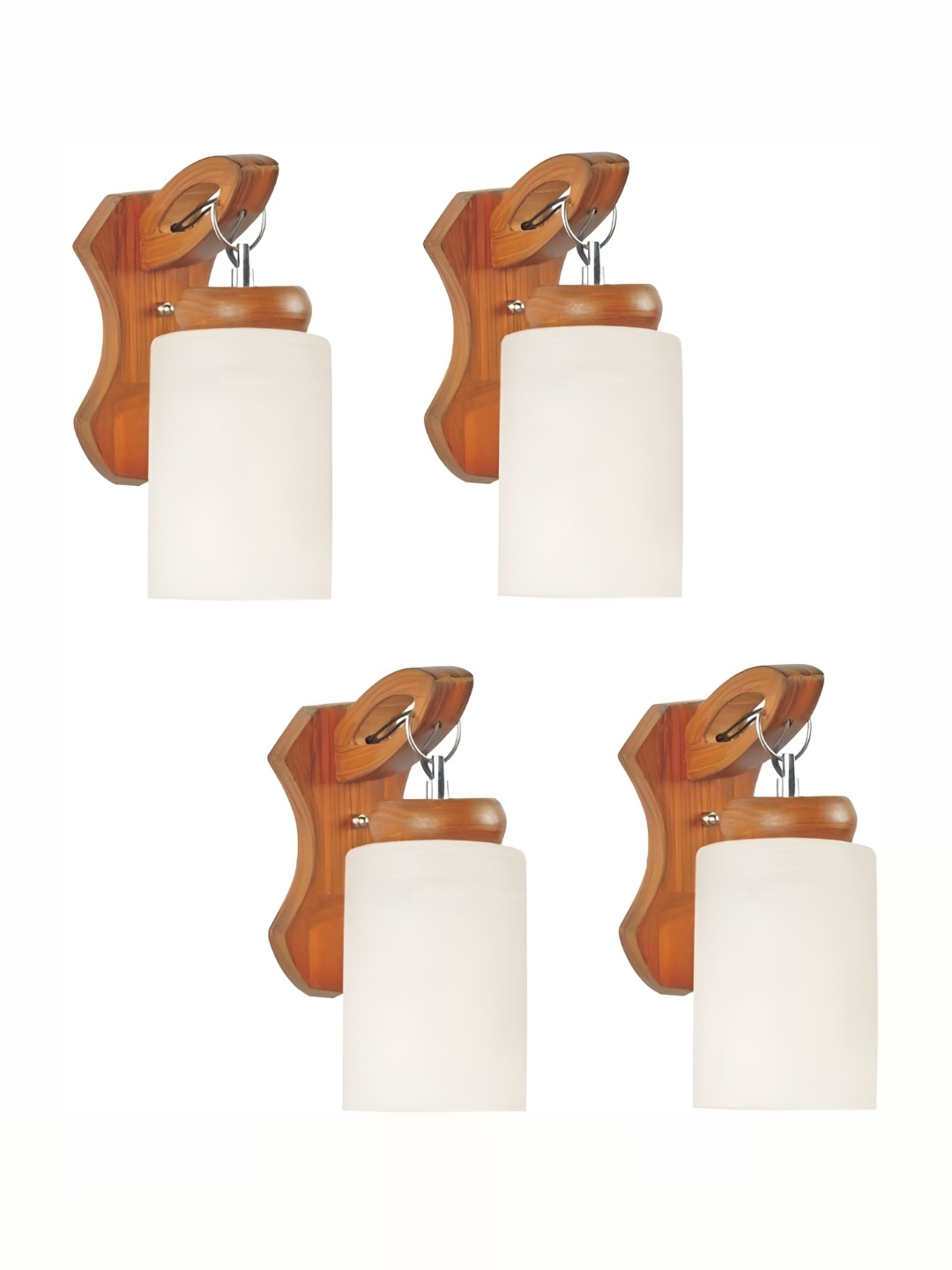 

1ST TIME White & Brown 4 Pieces Glass Contemporary Cylinderical Shaped Wall Lamps