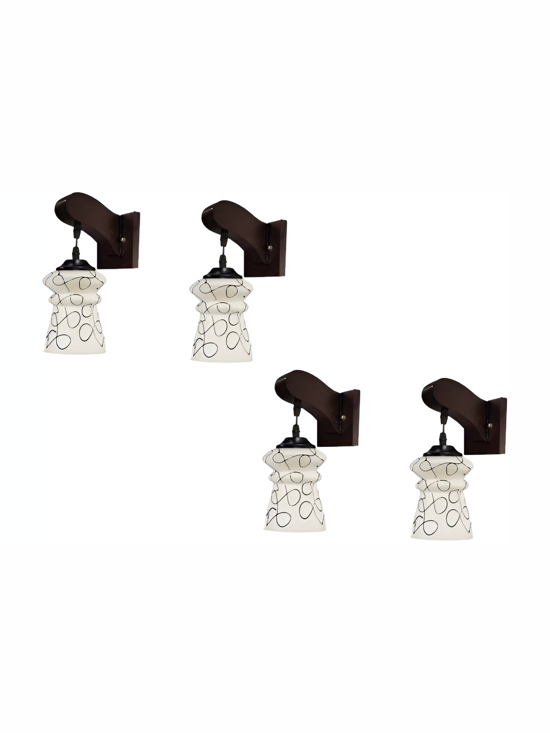 

1ST TIME Black & White 4 Pieces Printed Contemporary Glass Wall Lamps